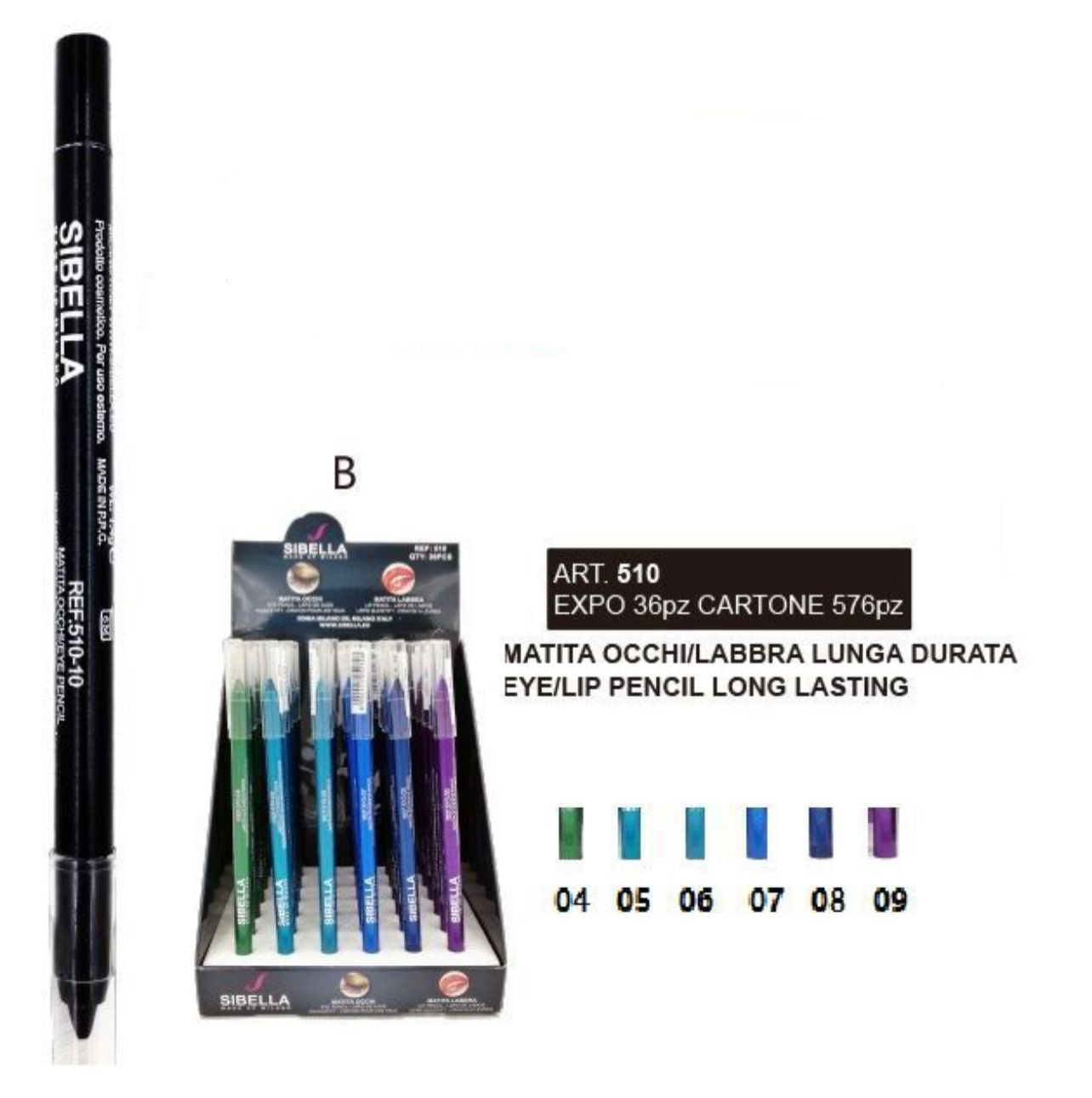 Sibella Espositore Matite per Occhi 36pz