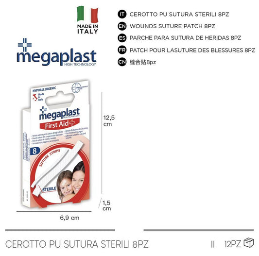 112806 STRISCE ADESIVE PER SUTURA di tagli e ferite 8pz