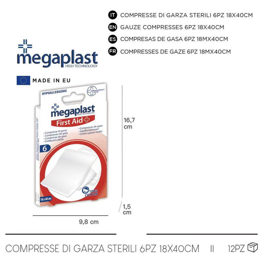 114954 COMPRESSE DI GARZA 6pz 18x40cm