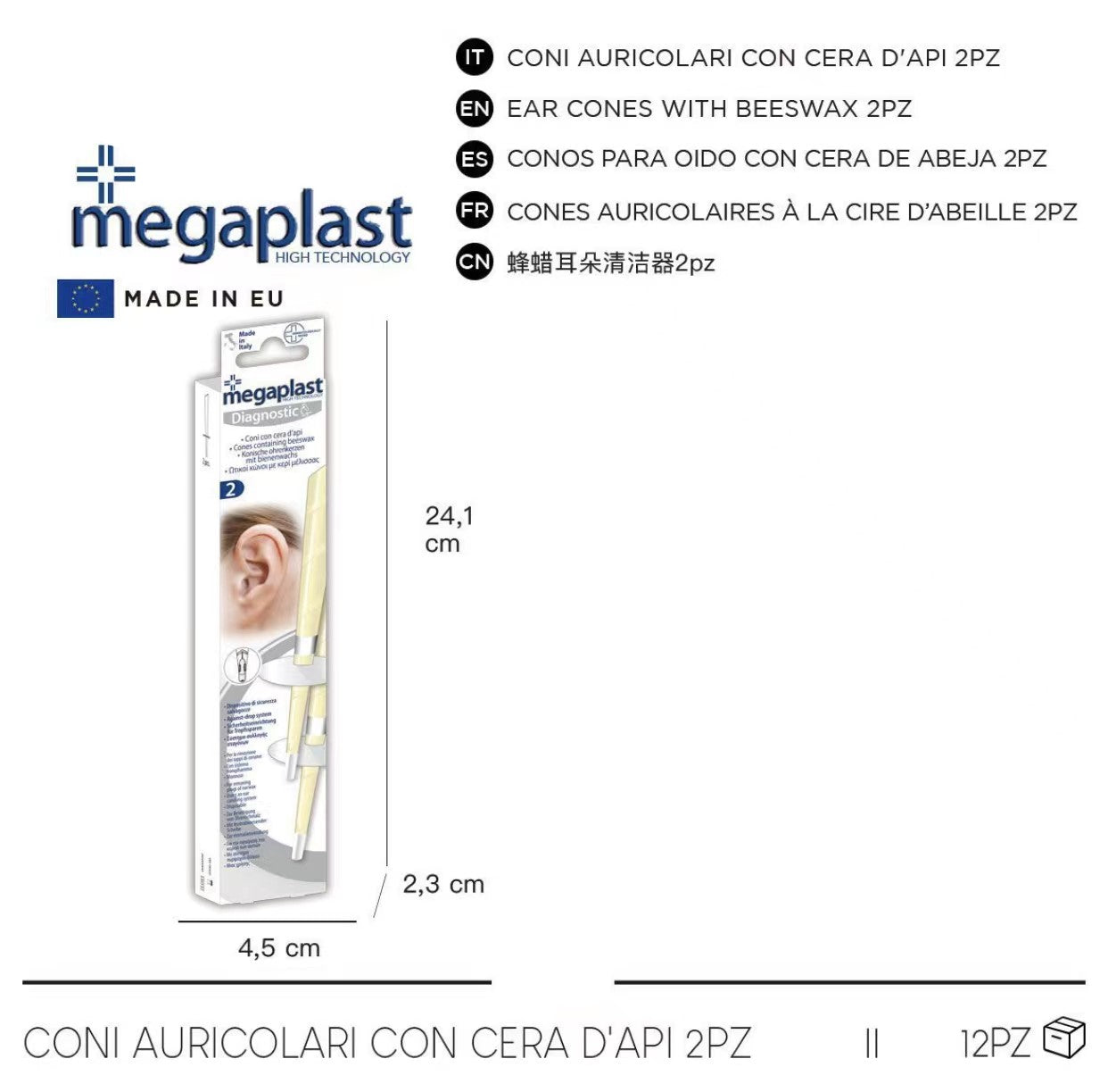 DIAGNOSTIC 2PZ CONI AURICOLARI CON CERA D'API cod. 163969
