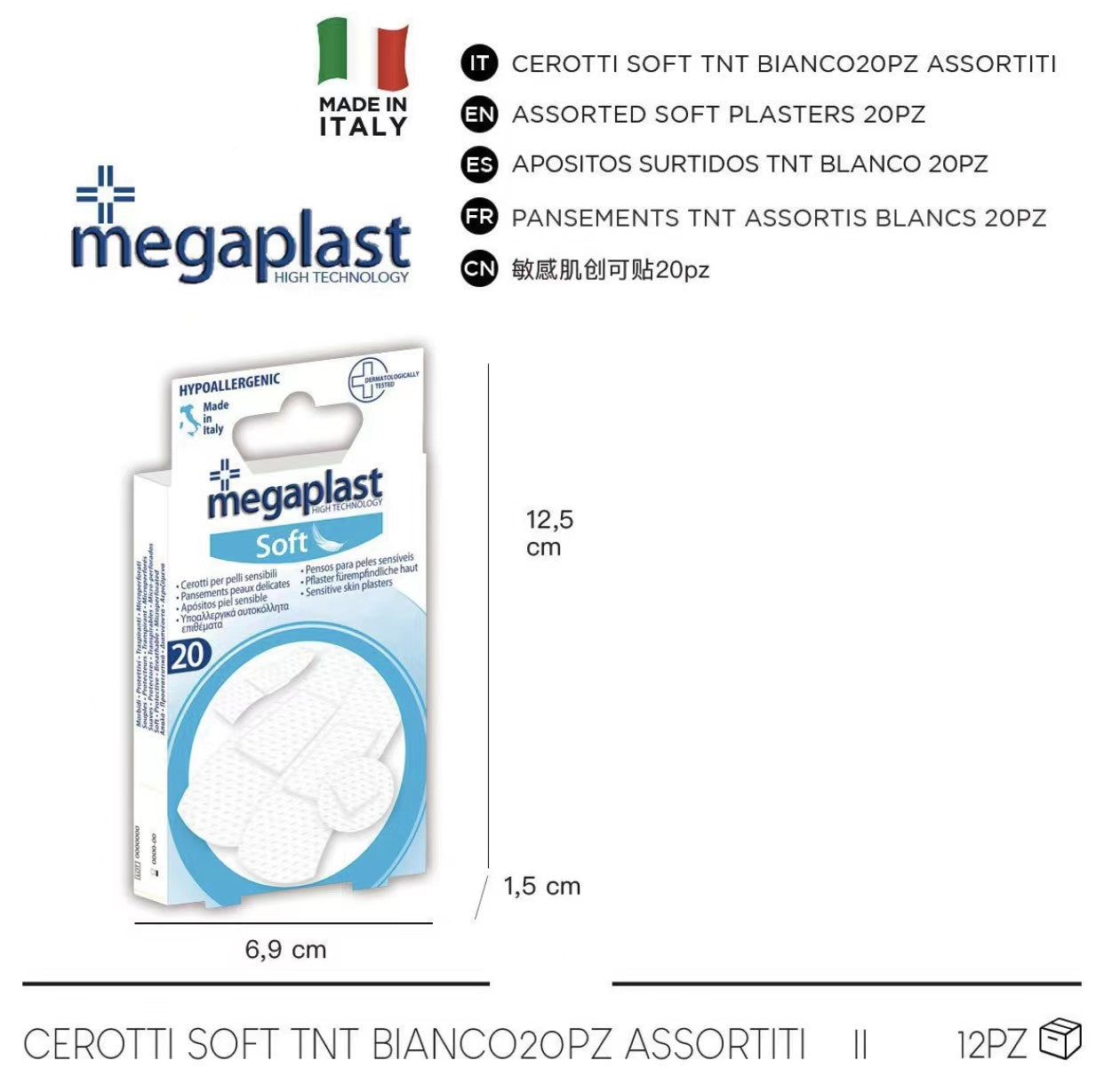 182502 Cerotti PELLI SENSIBILI in TNT bianco 20pz assortiti