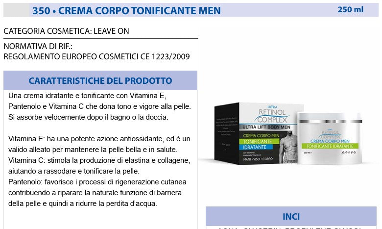 Crema corpo UOMO TONIFICANTE 250ml