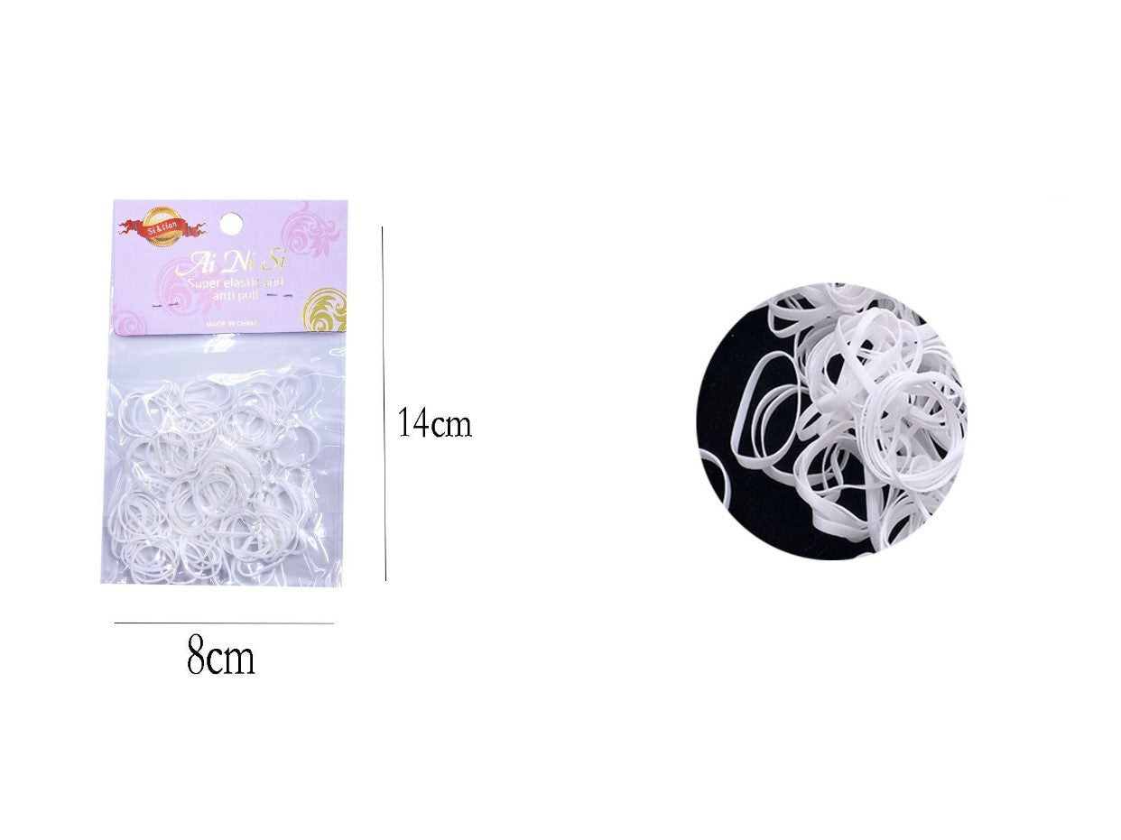 Elastici per treccine colore bianco a bustine