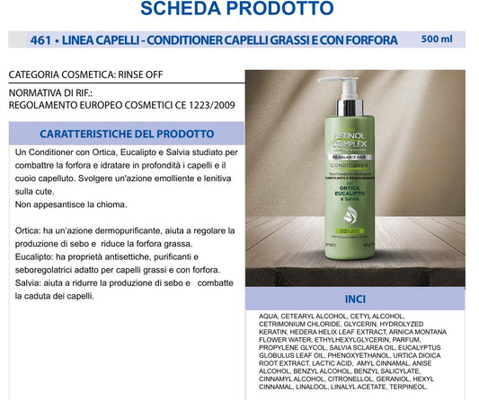 Conditioner TRATTAMENTO INTENSIVO capelli GRASSI CON FORFORA 500ml