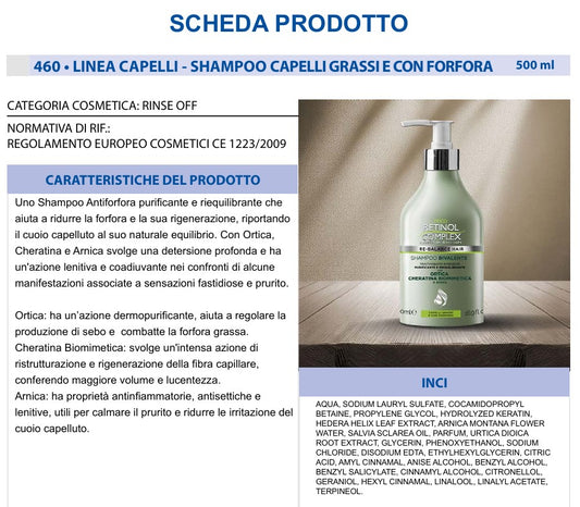 Shampoo BIVALENTE Trattamento Intensivo CAPELLI GRASSI CON FORFORA 500ml