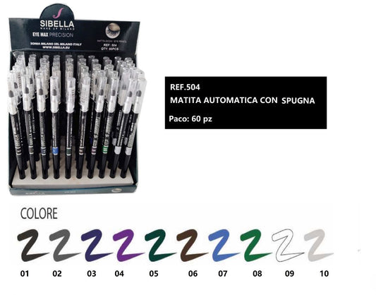 Sibella MATITA OCCHI automatica con spugna 10 colori