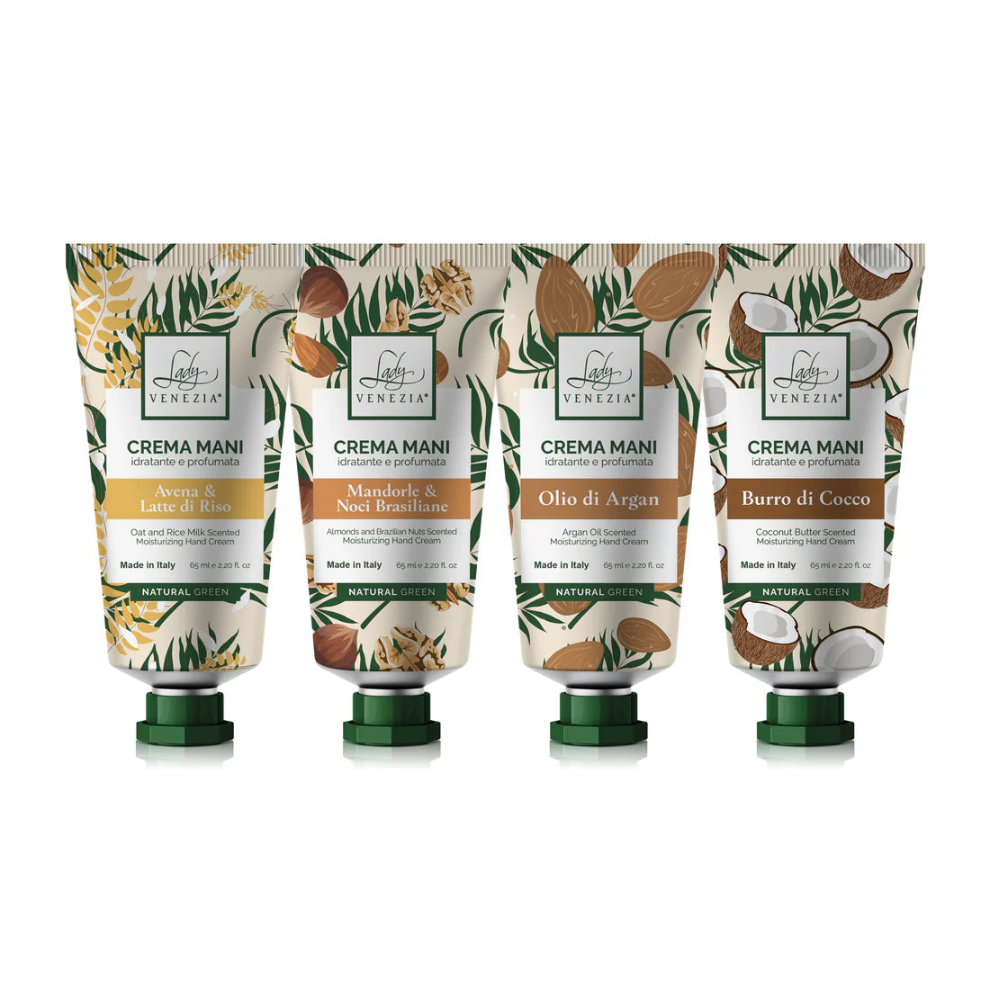 Creme Mani "NATURAL GREEN" Idratanti e Profumate 65 ml