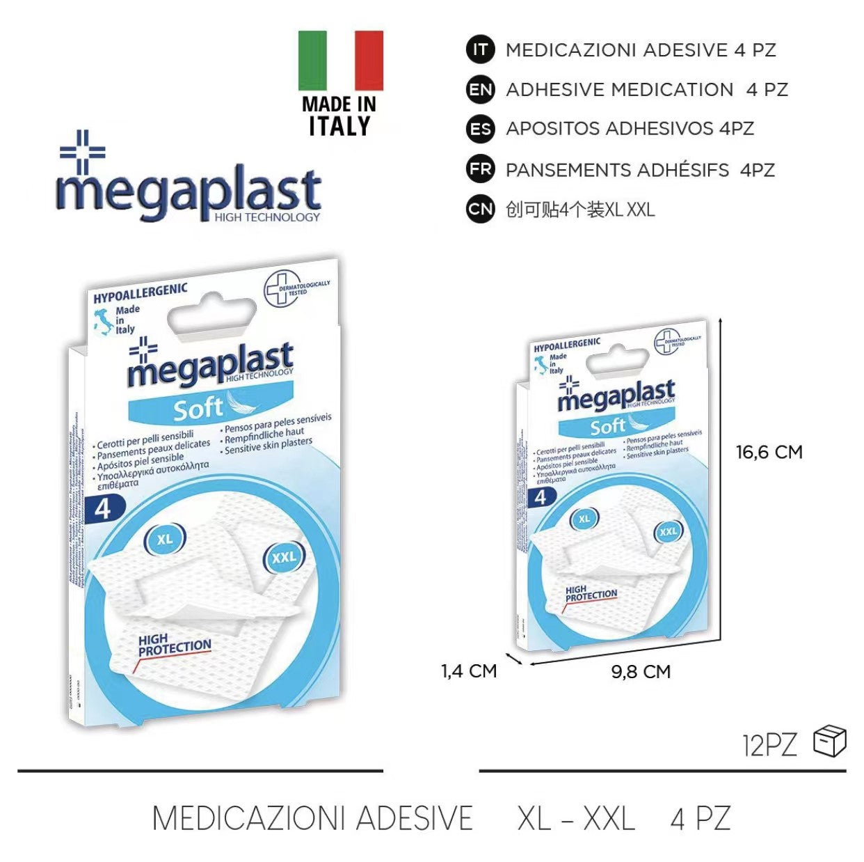 Confezione SOFT 4PZ MEDICAZIONE ADESIVE XL+XXL cod. 112424