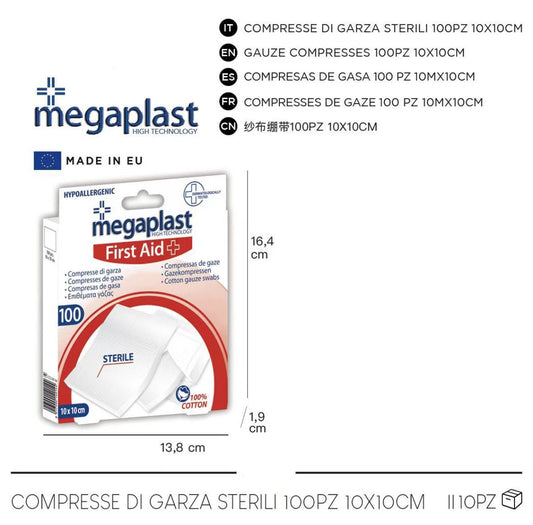 100PZ COMPRESSE DI GARZA 10X10 cod. 140144