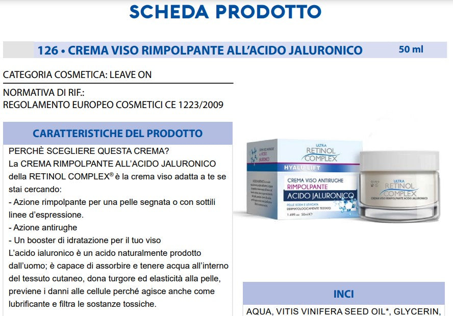 Crema Viso all'Acido Jaluronico 50 ml