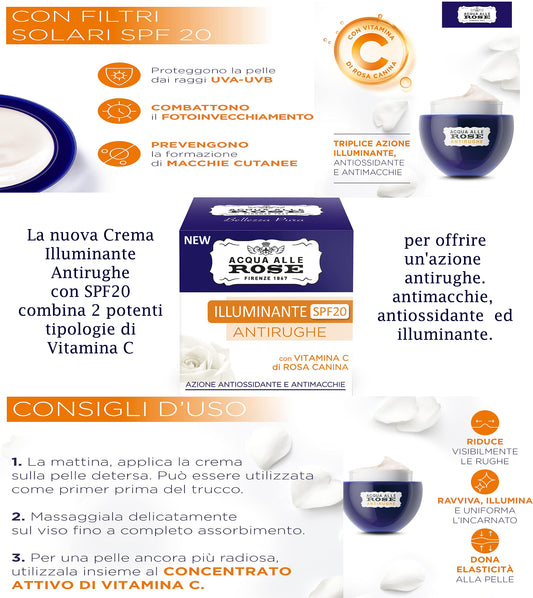 Acqua alle Rose CREMA ILLUMINANTE ANTIRUGHE SPF20 50 ml