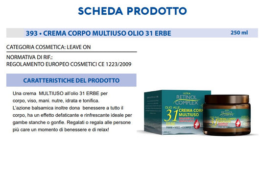 Crema Corpo Olio 31 Erbe 250 ml