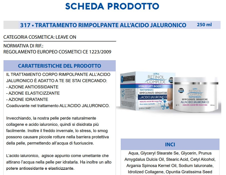 Crema Corpo Acido Jaluronico 250 ml