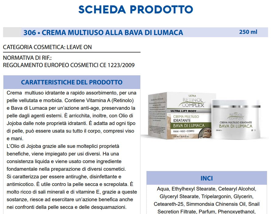 Crema Corpo Bava di Lumaca 250 ml