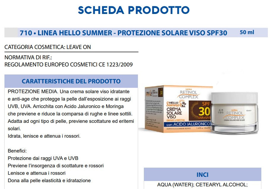 Crema Solare Protezione Viso Media 30 SPF 50 ml