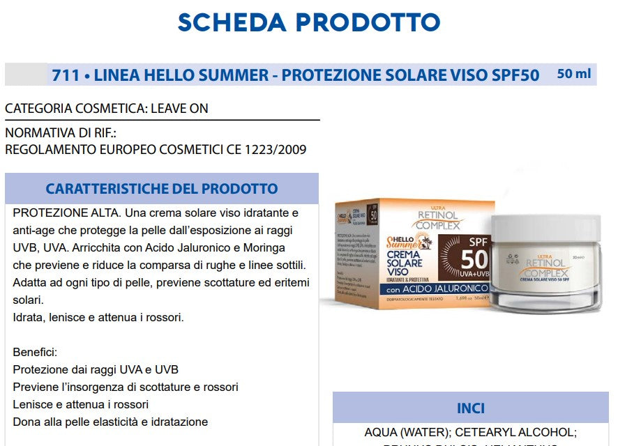 Crema Solare Protezione Viso Alta 50 SPF 50 ml