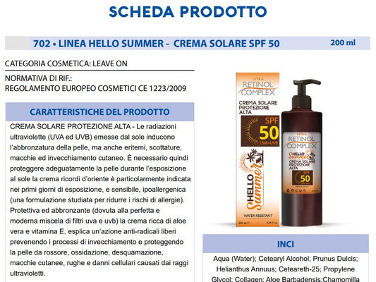 Crema Solare Protezione Alta 50 SPF 150 ml