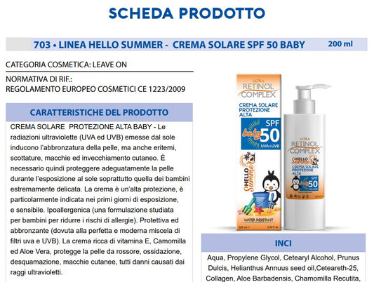 Crema Solare Protezione Baby Alta 50 SPF 200 ml