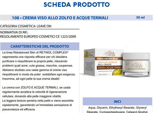 Crema Viso Zolfo e Acque Termali 50 ml