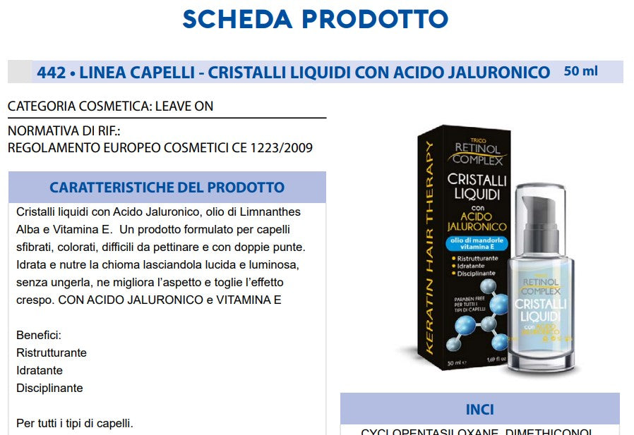 Cristalli Liquidi per Capelli con Acido Jaluronico 50 ml