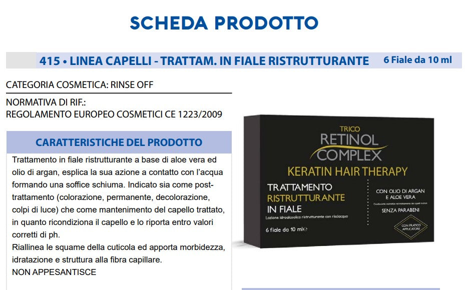 Fiale per Capelli Ristrutturante 6pz