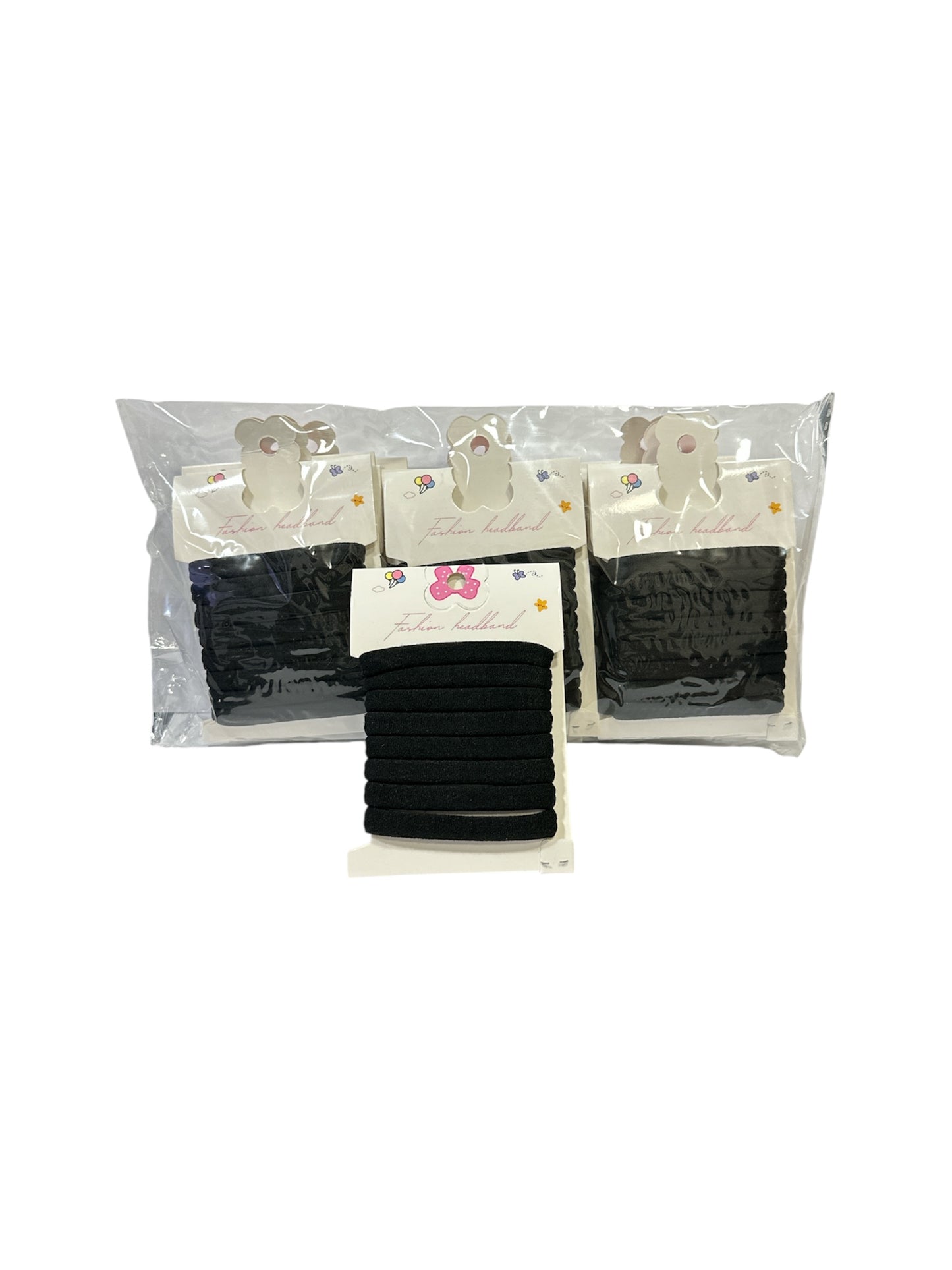 Confezione Elastici capelli nero su cartoncino