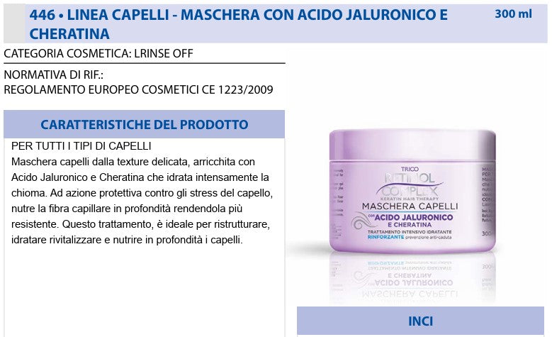 Maschera per Capelli con Acido Jaluronico 300 ml