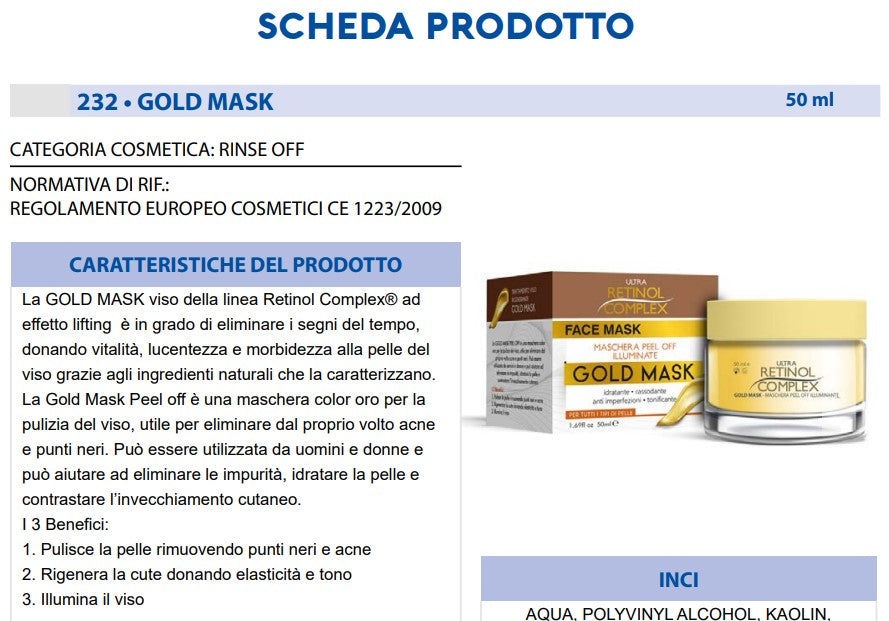 Maschera per Viso GOLD 50 ml