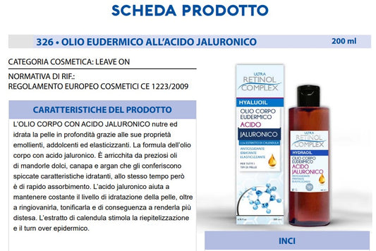 Olio Corpo all'Acido Jaluronico 200 ml