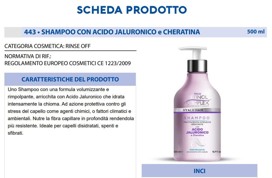 Shampoo all'Acido Jaluronico 500 ml