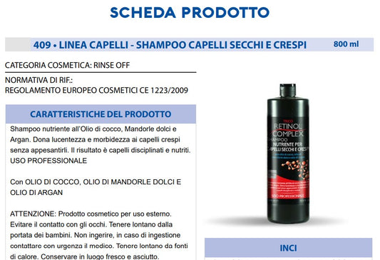 Shampoo per Capelli Secchi e Crespi 800 ml