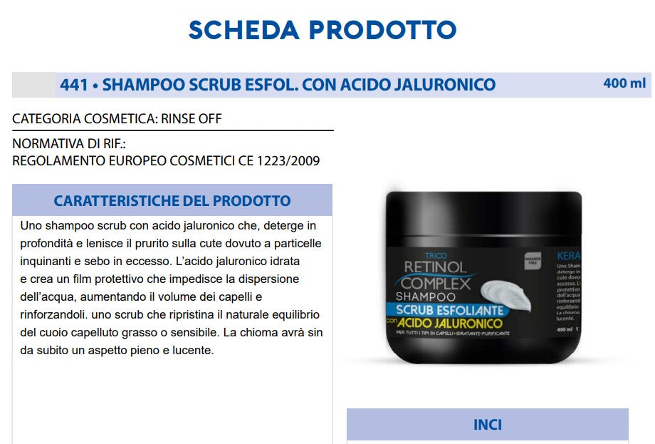 Scrub per Capelli Esfoliante all'Acido Jaluronico 400ml