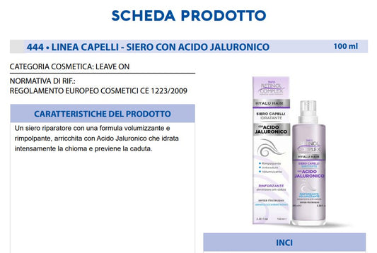 Siero per Capelli Acido Jaluronico 100 ml