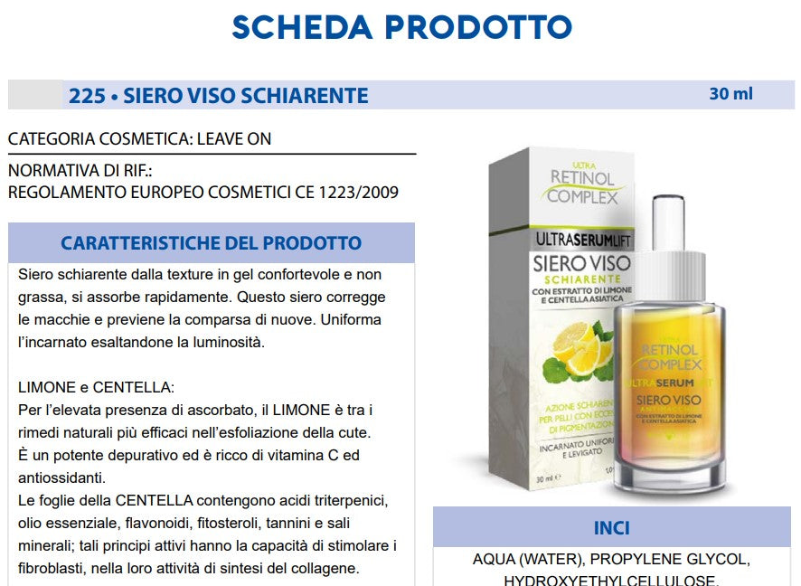 Siero per Viso Schiarente 30 ml